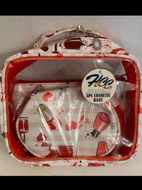 Three Piece Cosmetic Bag Set by Hollywood Color Company Nail Polish Pattern